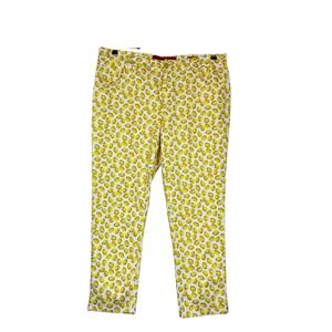 Marina Rinaldi Sport Textured Slim Crop Pant Womans 19 US 10 Lemon Print Cruise